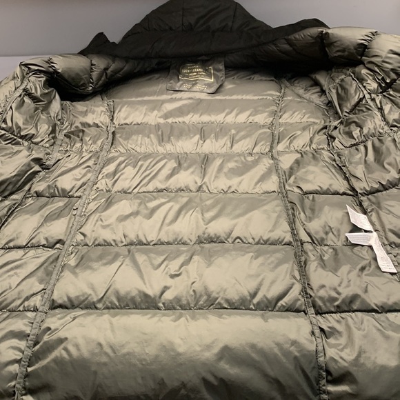 Lucky Brand Nylon Puffer Jacket w/ Hood Down Filled Colour Army Green Size Small - Picture 4 of 14